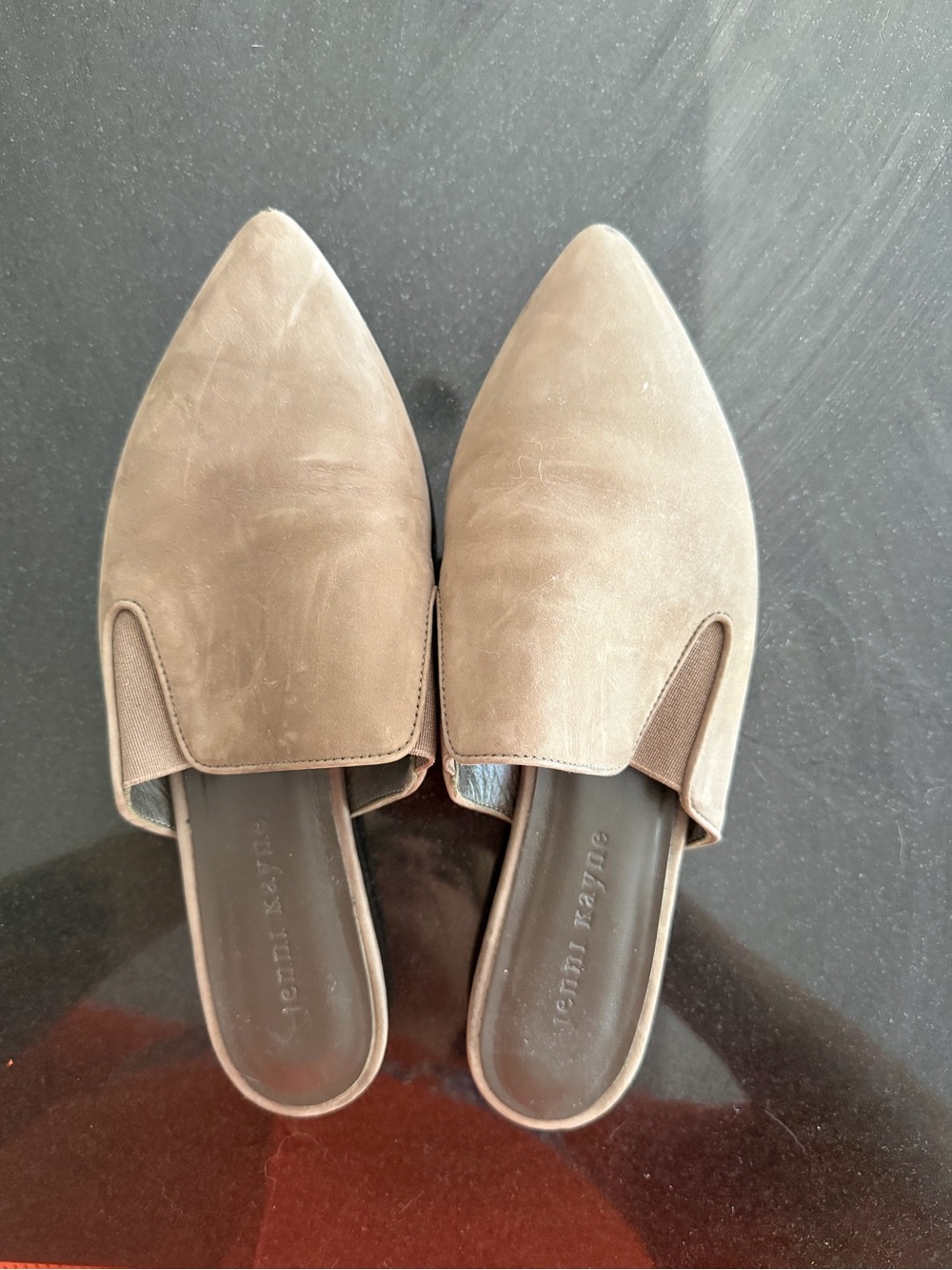Jenni Kayne Taupe Pointed-Toe Slip-On Mules